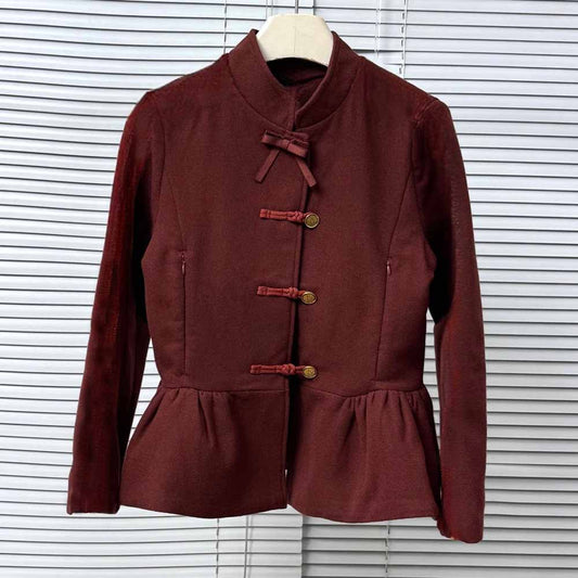 2026 women's new stand-up collar new Chinese style flower bud skirt with coat.