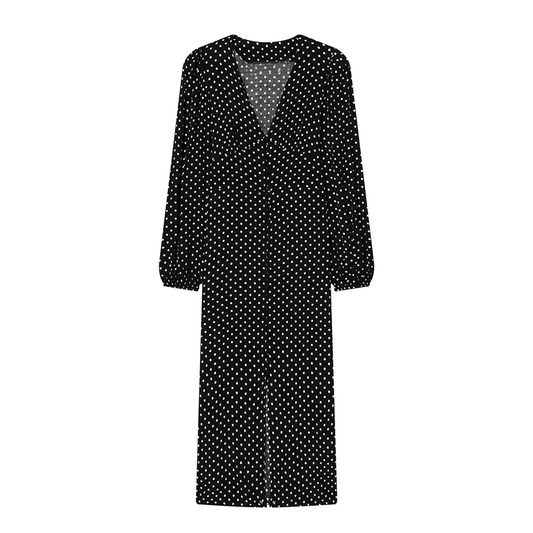 Women's long sleeved polka dot MIDI dress