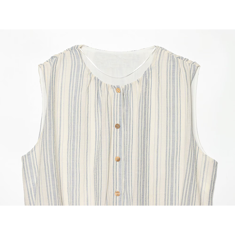 suit Women's 2 pieces sleeveless O Neck striped shirt+Skirts