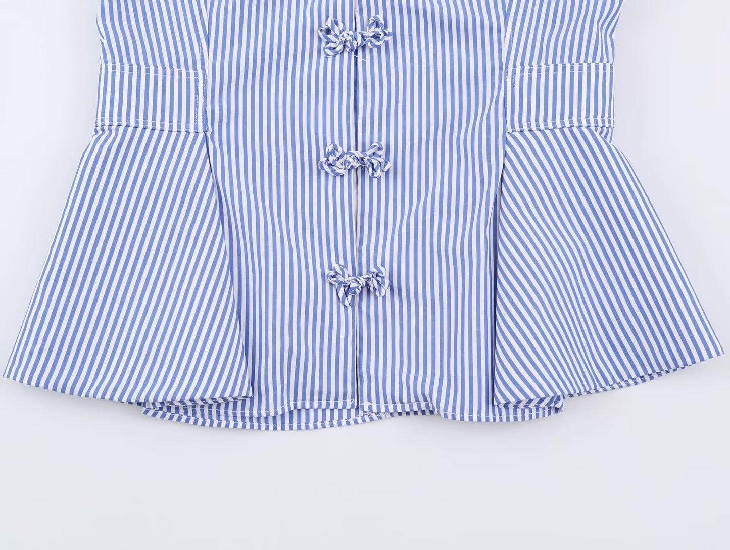 Women's short skirt style hem striped shirt