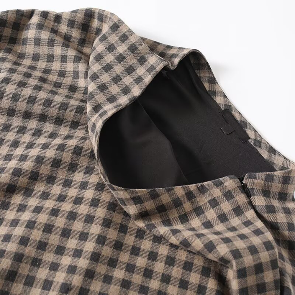 Women's retro plaid flared A-line skirt
