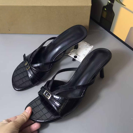 Women's new temperament crocodile pattern high-heeled sandals