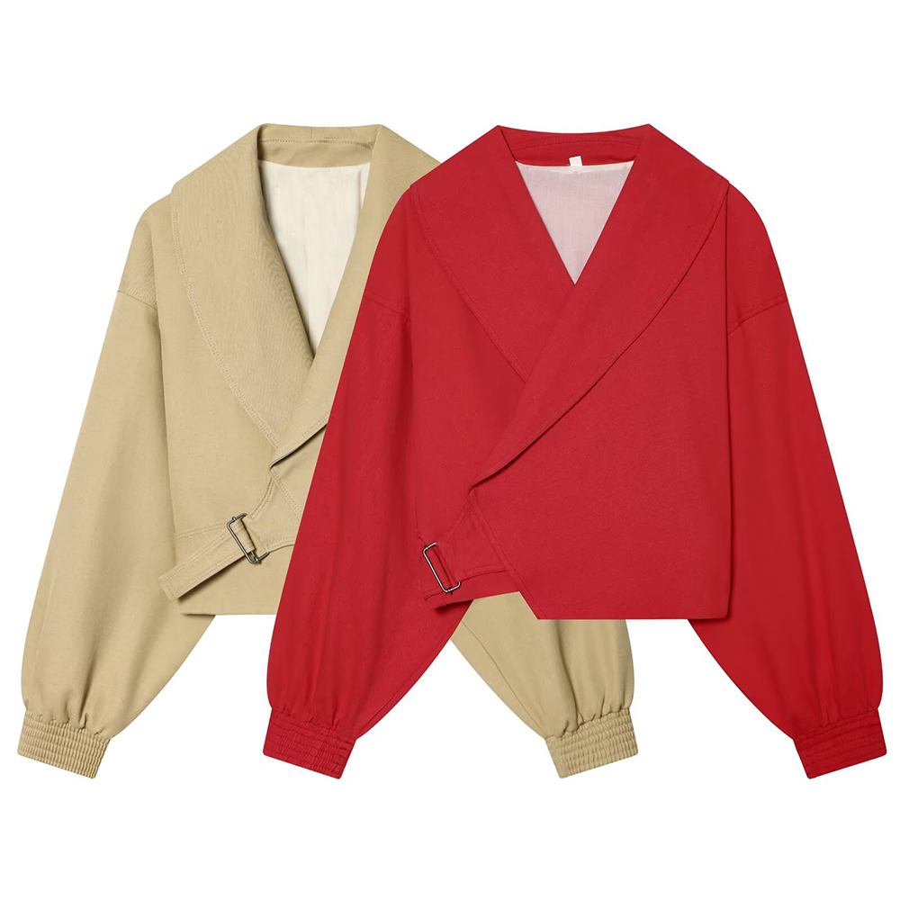 Women's buckle decorative short Coat