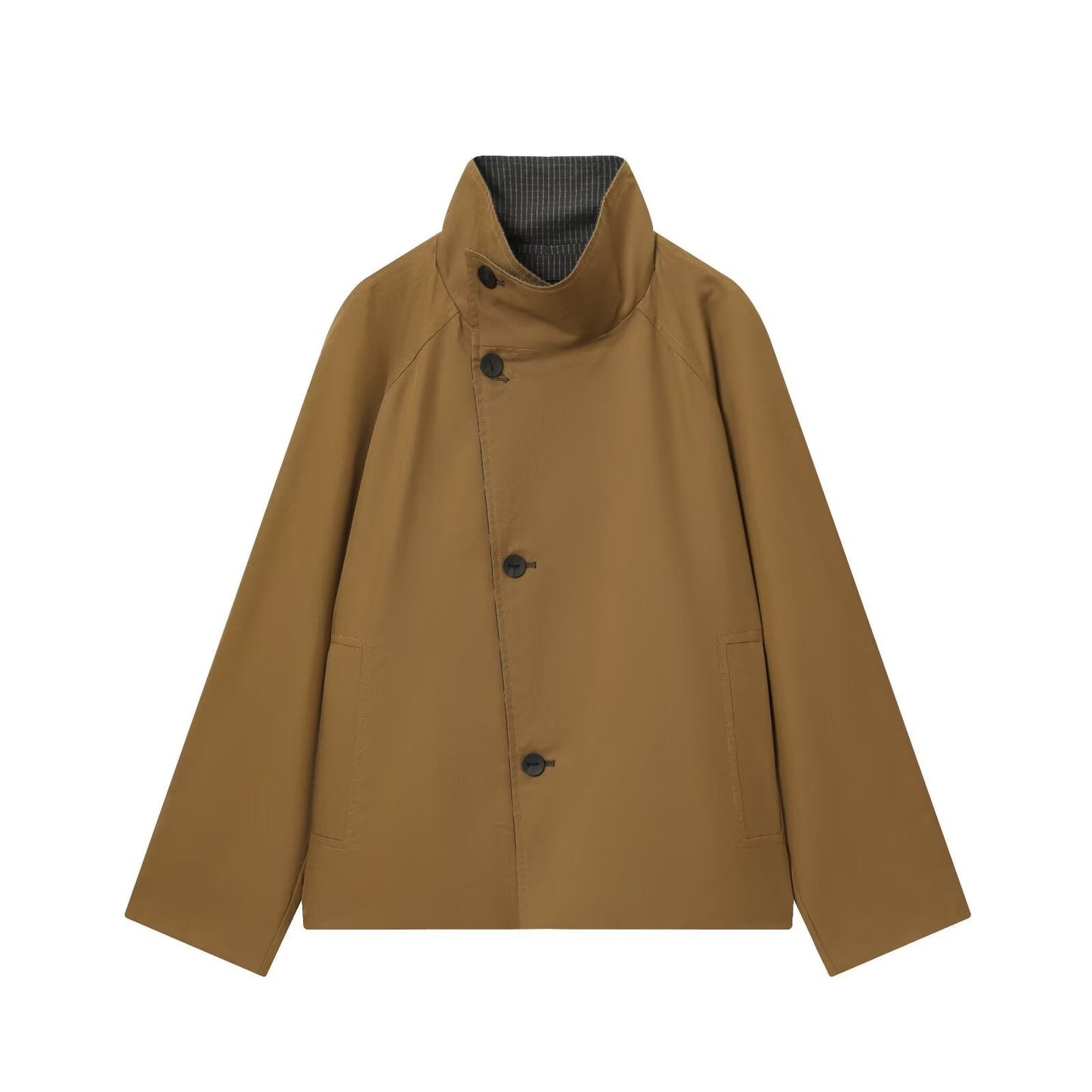 Women's new fashion short double-sided wear plaid windbreaker Coat
