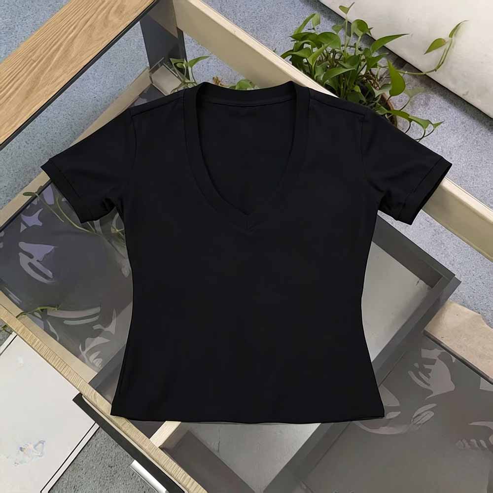 Women's New Leisure V-neck Slim-fit Short-sleeved T-shirt