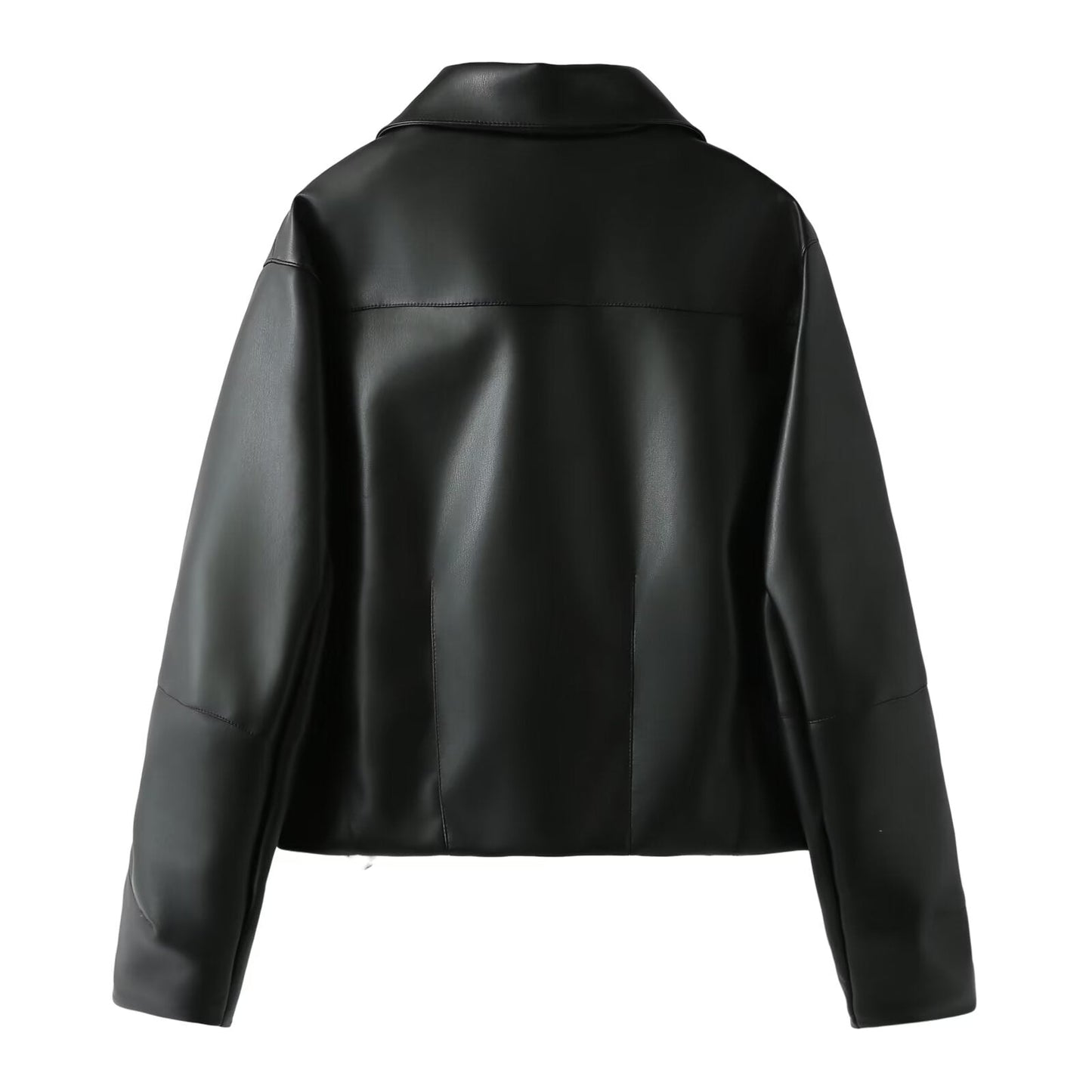 Women's short PU leather jacket Coat