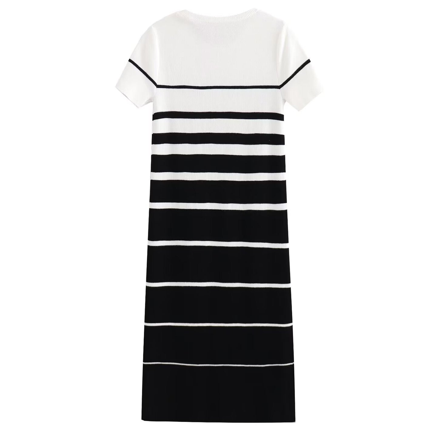 Women's round neck knitted striped dress