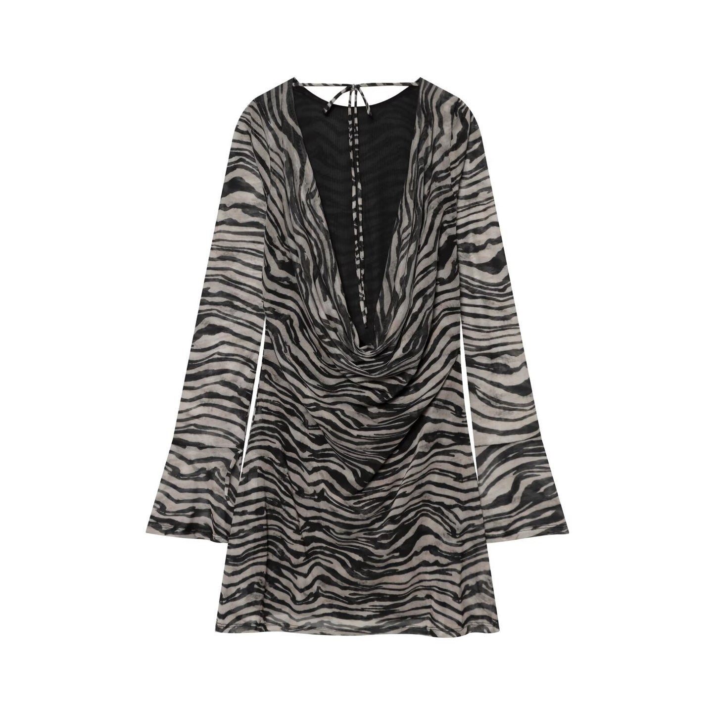 Women's animal striped printed tulle mini dress