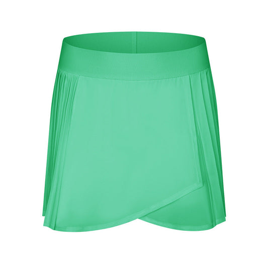 Women's New Fashion Joker Ice Fold Split Sports Pant Comes with Lining Anti-exposure Sports Yoga Skirt.