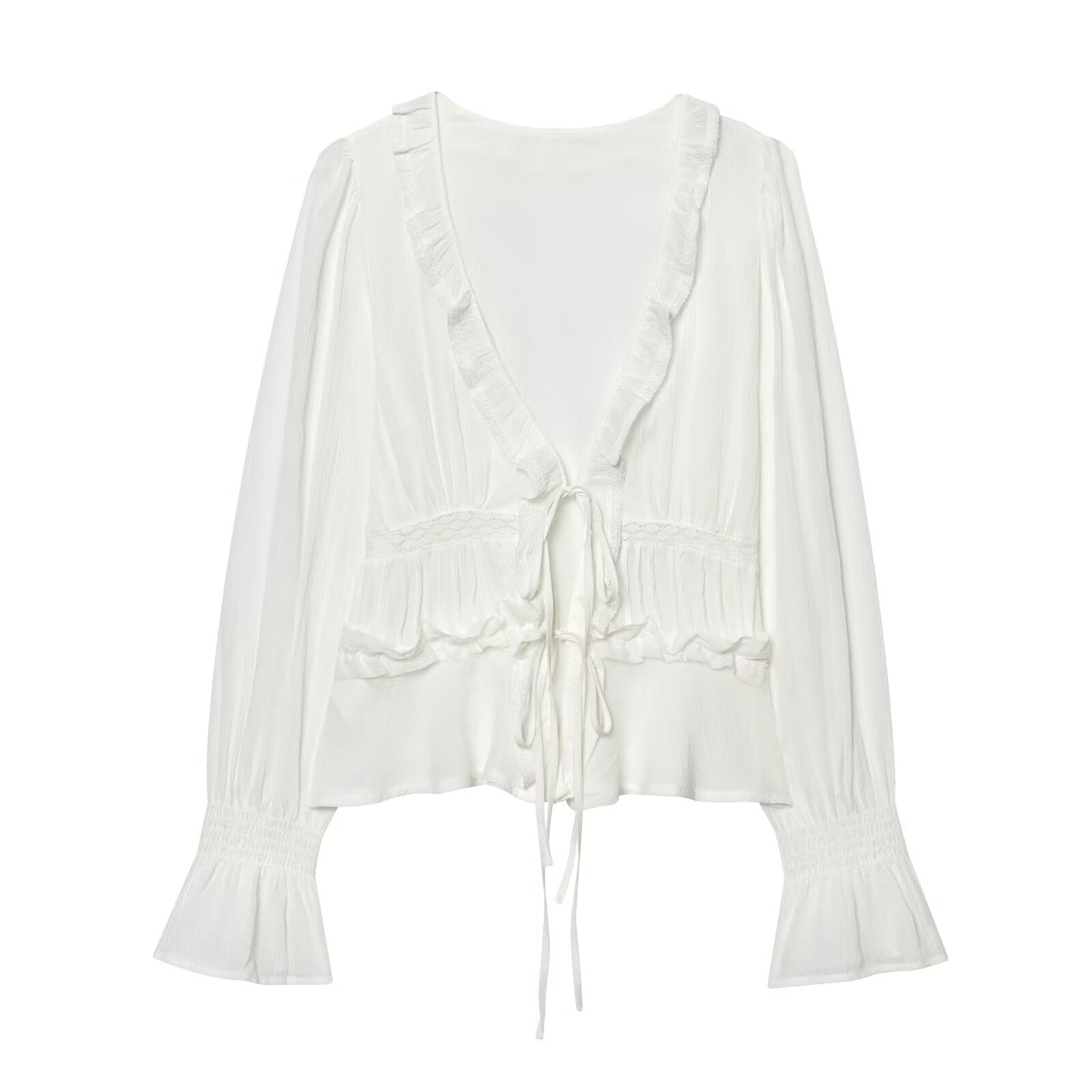 Women's layered decorative embroidered chiffon shirt