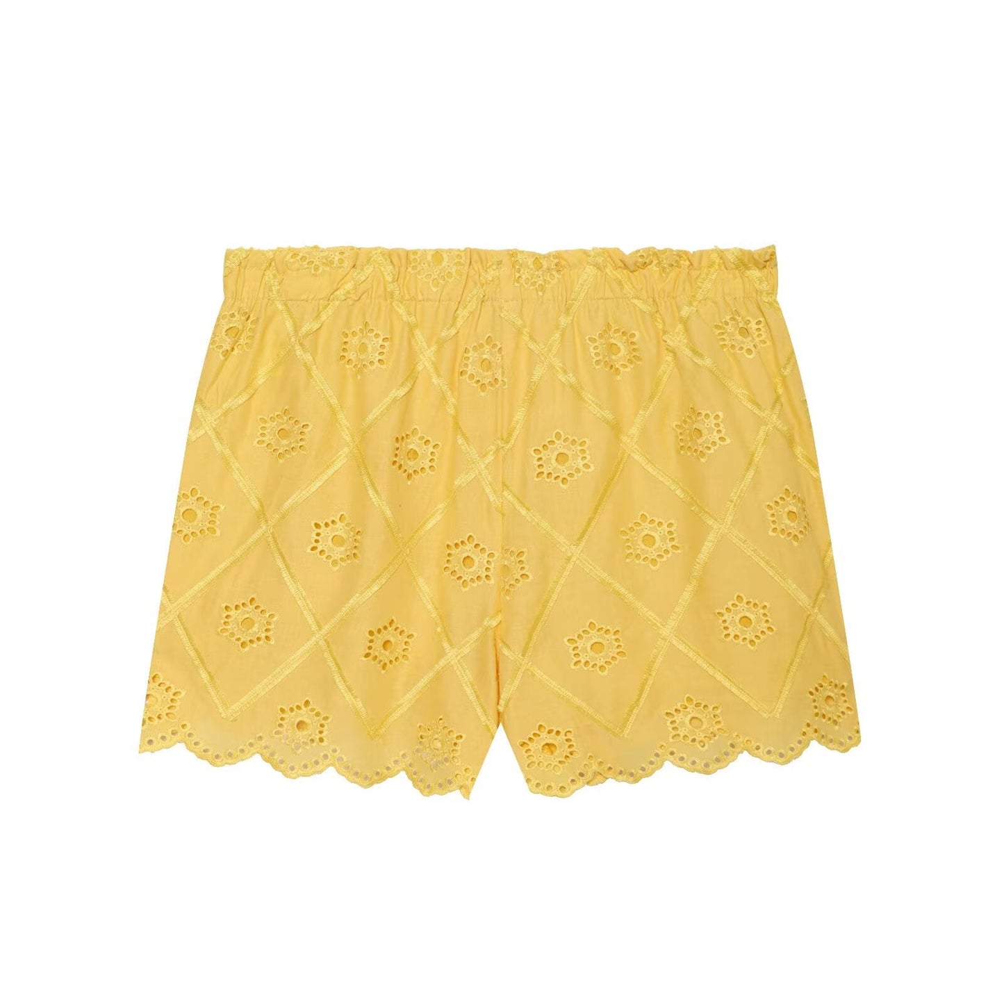 suit Women's 2 pieces hollowed out embroidered lace up top+Shorts