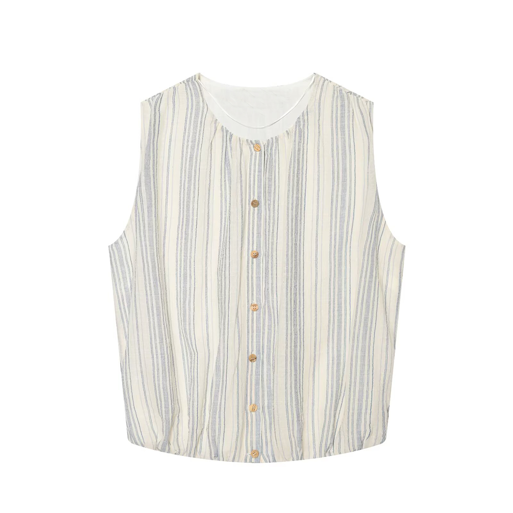 suit Women's 2 pieces sleeveless O Neck striped shirt+Skirts