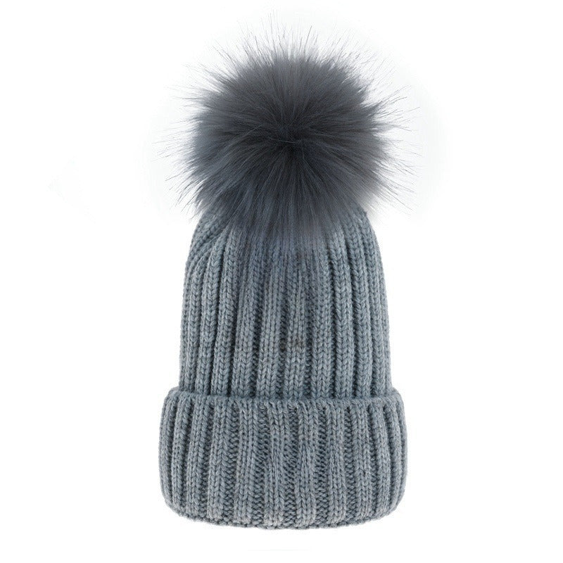 Women's new elastic wool ball decorative knitted hat