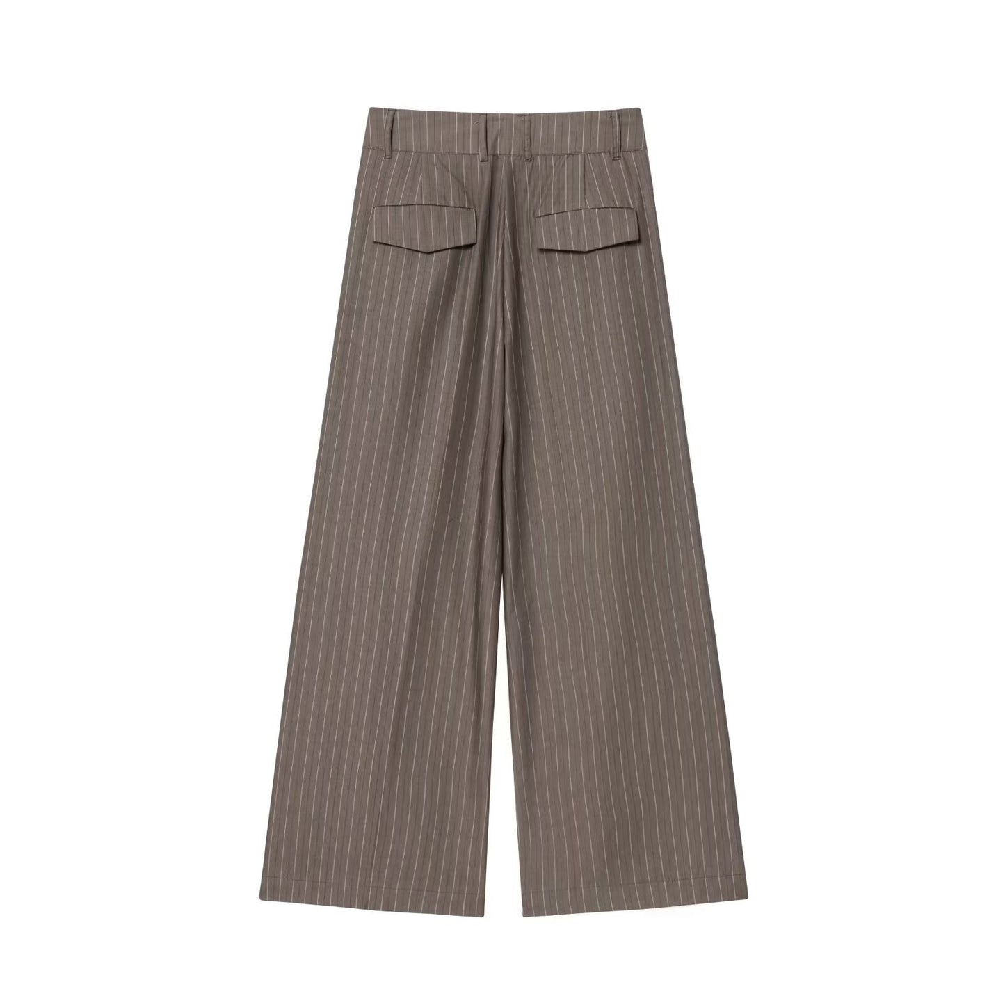 Women's New Fashion With Belt Loose Shoulder Pads Striped Suit Coat+Pants Suit