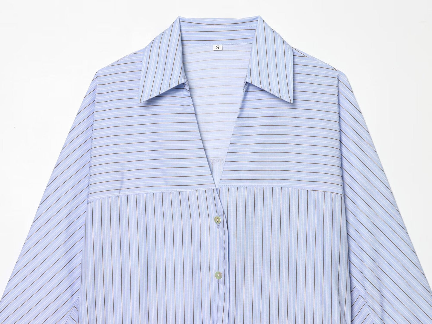 Women's bow decoration casual striped shirt