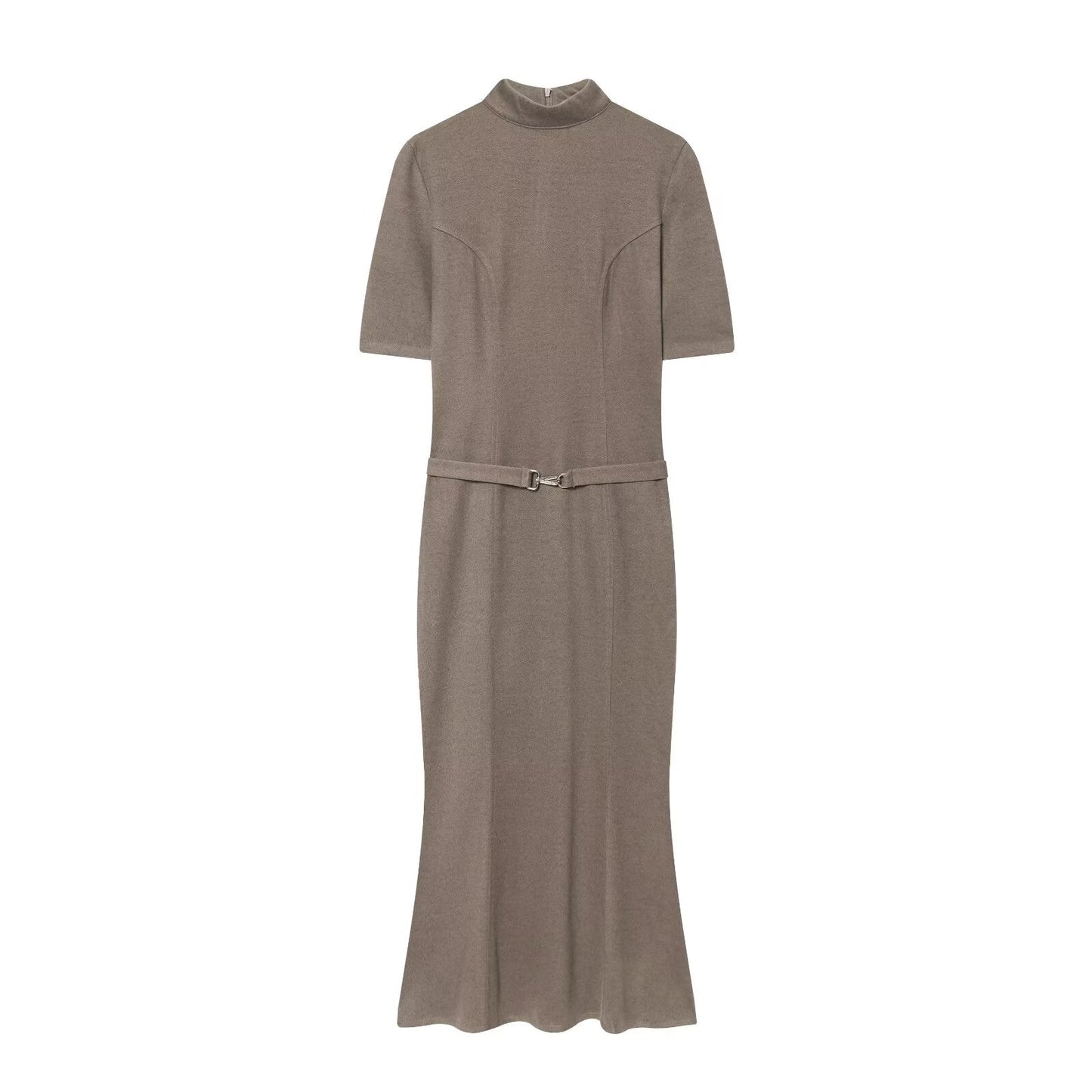 Women's With Belt Soft Texture Short Sleeve Dress