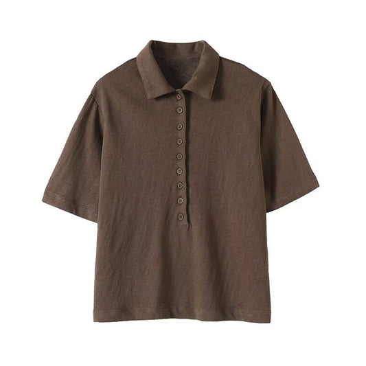 Women's new fashion comfortable short sleeved knitted T-shirt top