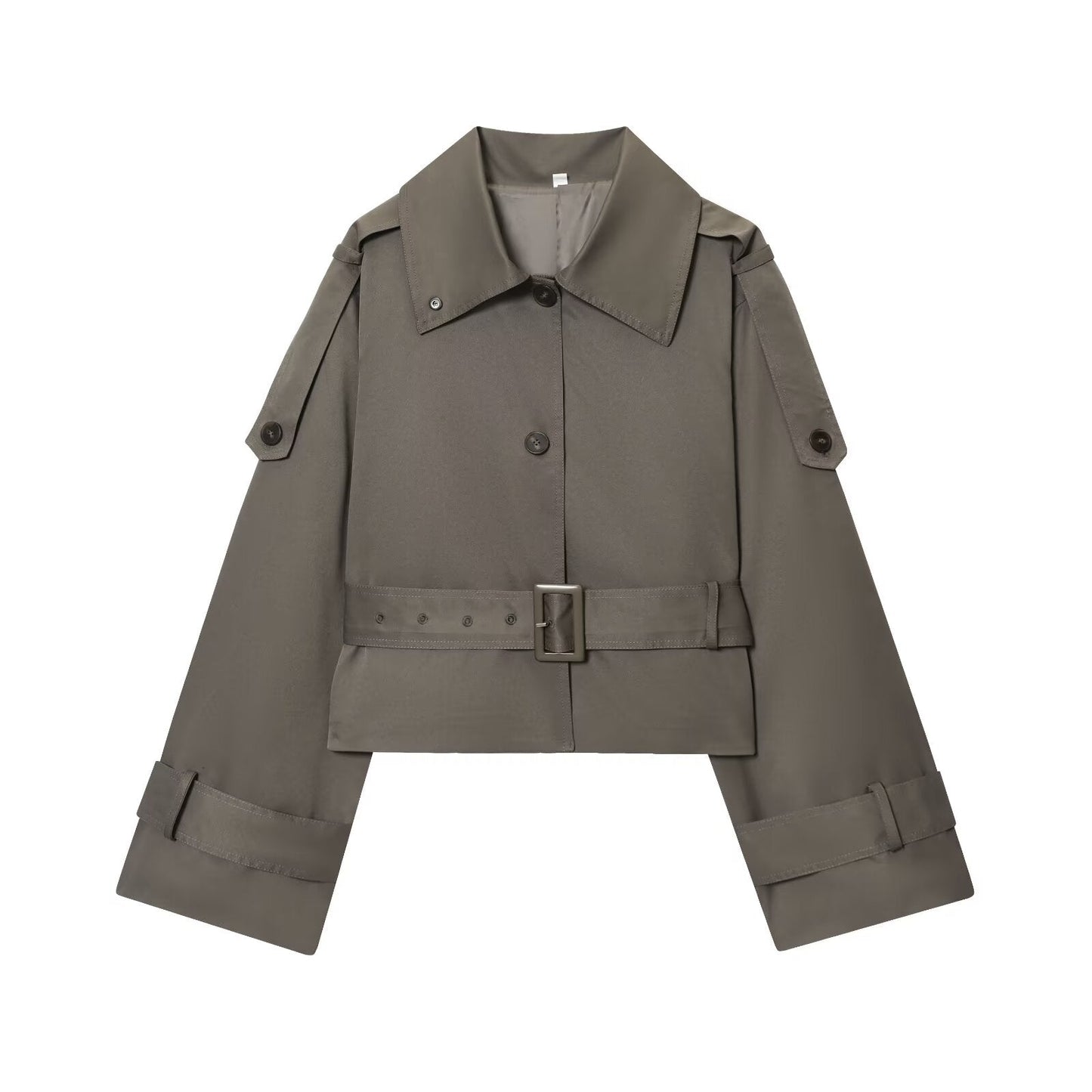 Women's new fashion with Belt short single breasted stand collar Coat