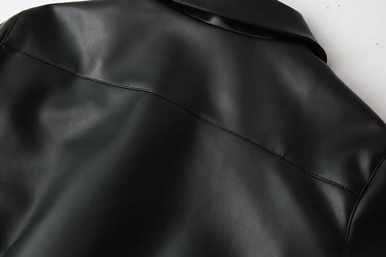 Women's short PU leather jacket Coat