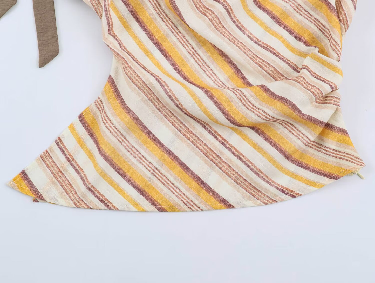 suit Women's 2 pieces bow decoration linen blended striped top+Pants