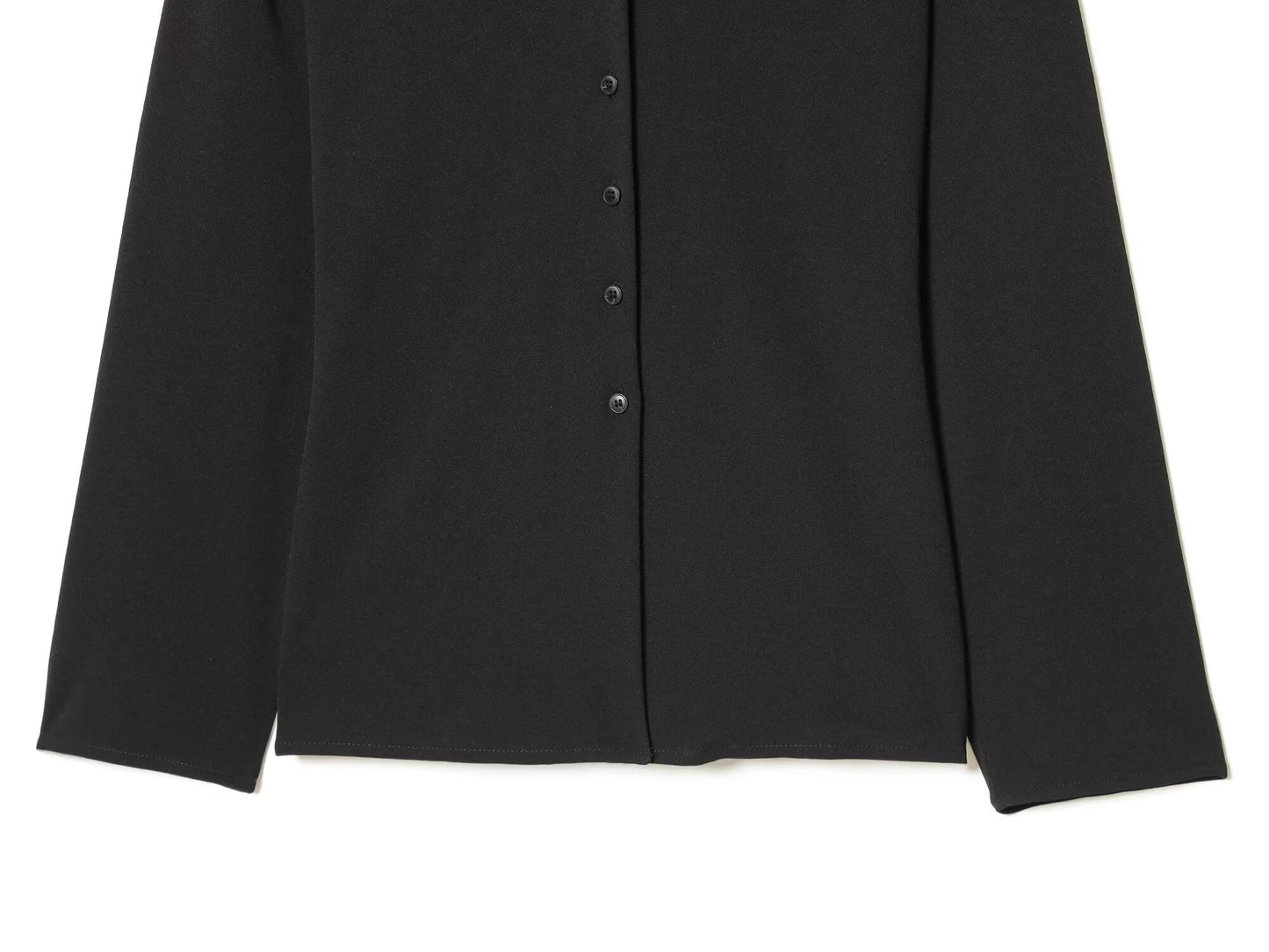 Women's New Black V-neck Button-up Top