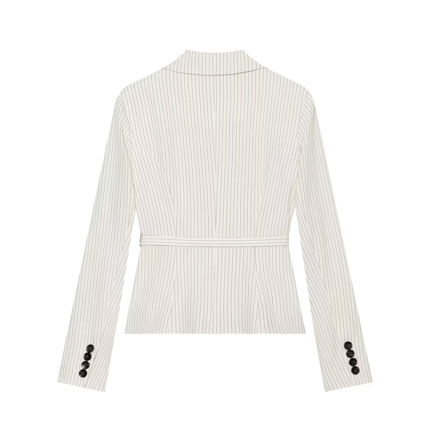 Women's with Belt striped lapel Blazer Coat