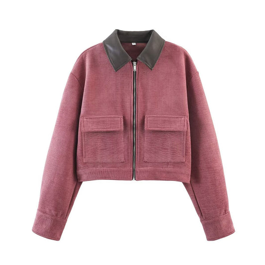 Women's casual patchwork collar jacket Coat