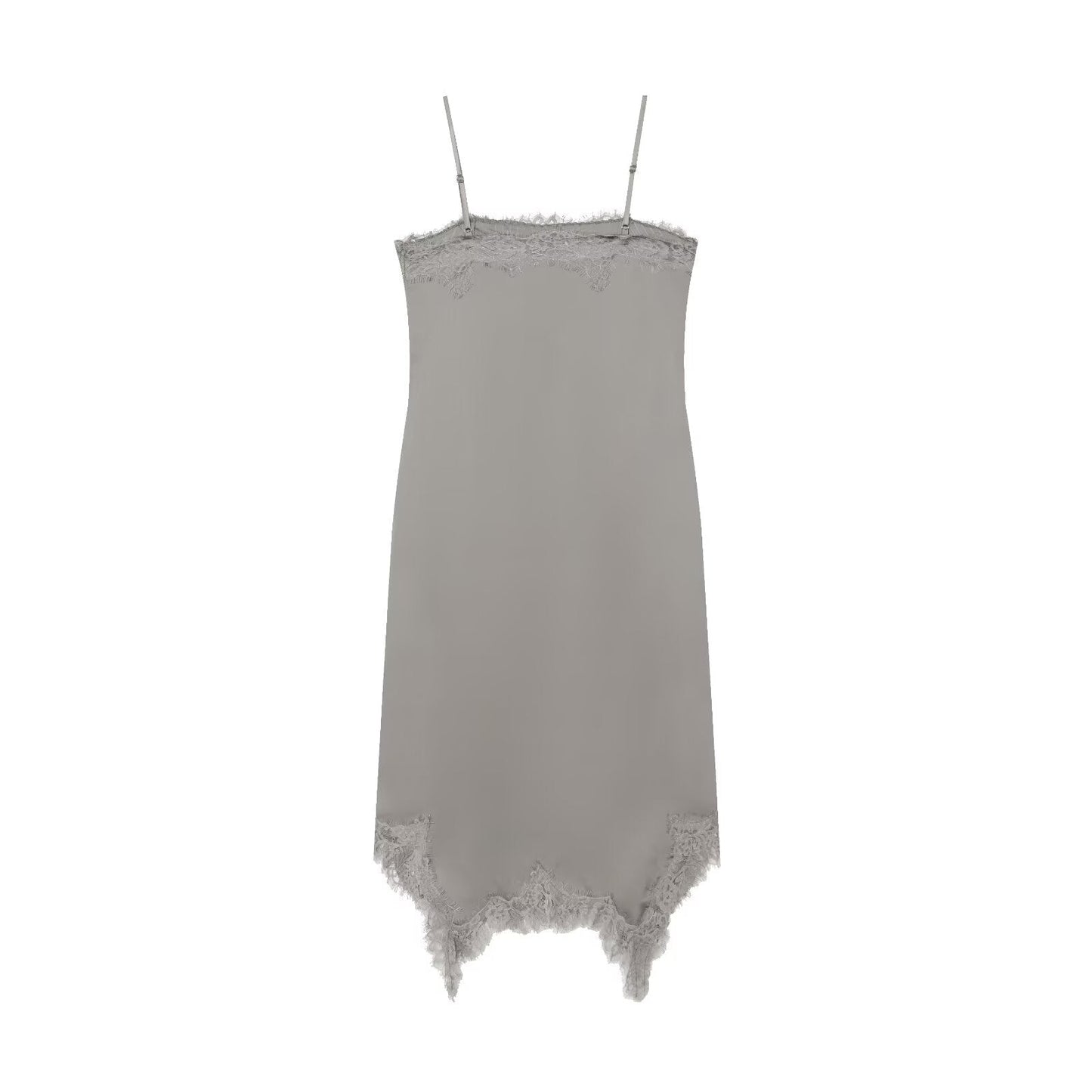 Women's pleated decorative lace suspender dress
