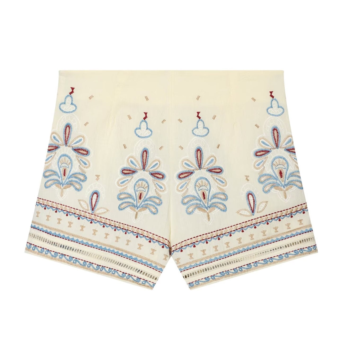 Women's embroidered linen blend shorts