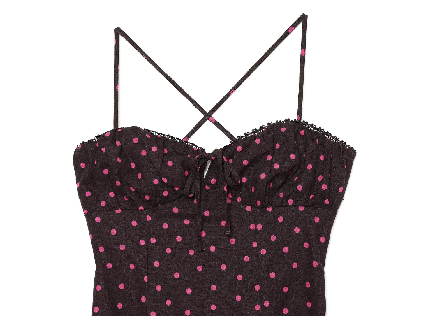 Women's polka dot suspender MIDI dress