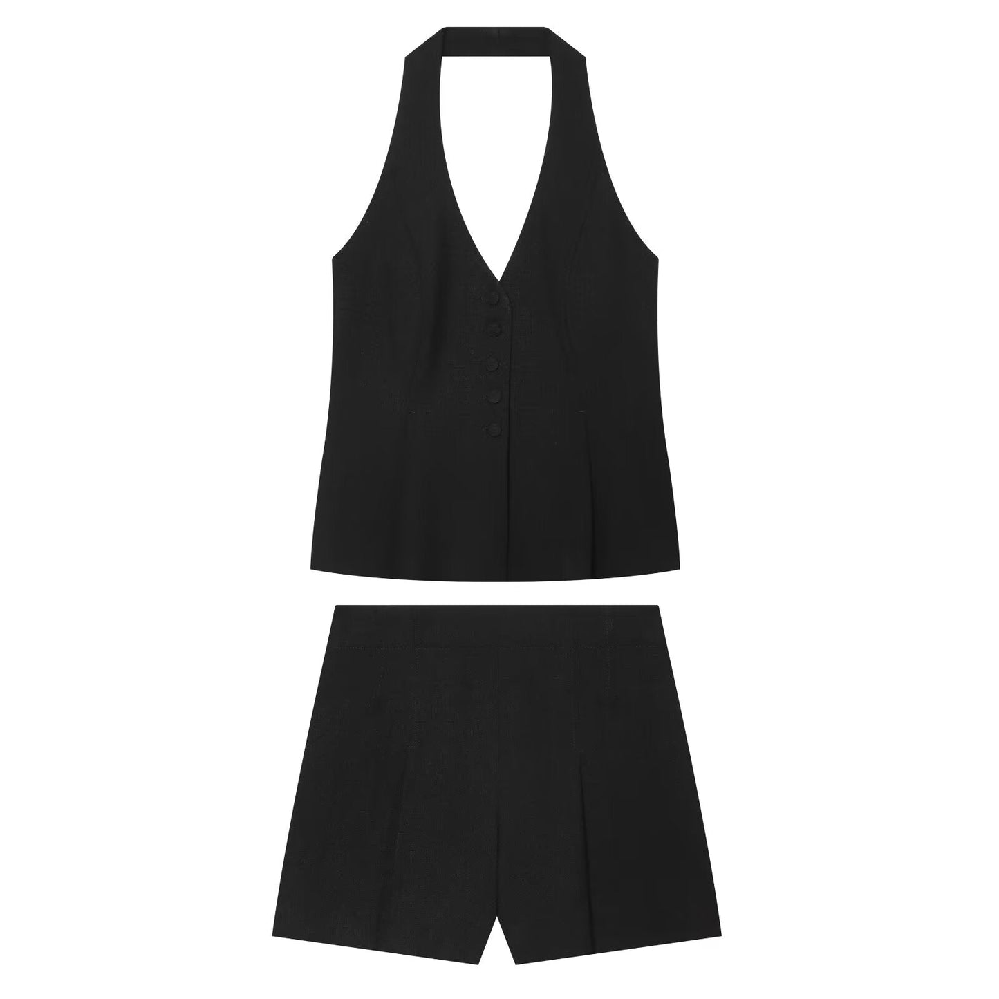 suit Women's 2 pieces halter neck vest style top+Shorts