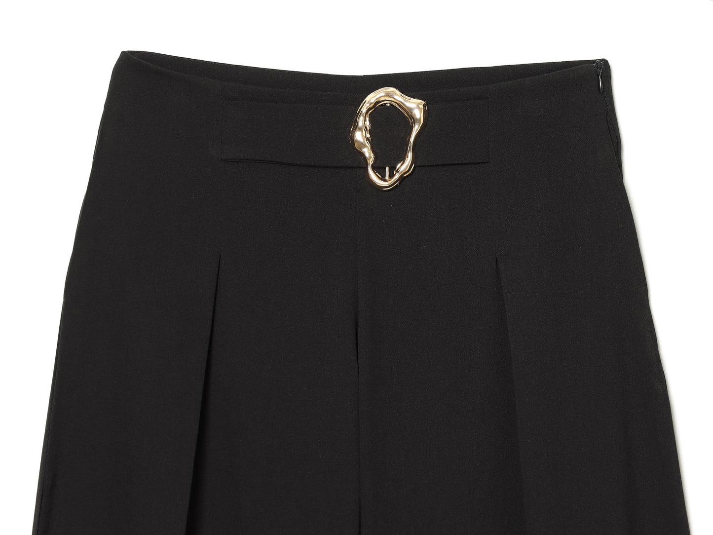 Women's buckle decoration casual bucket pants