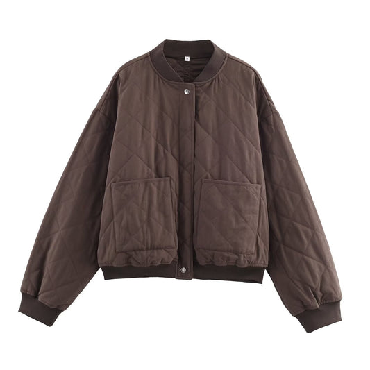 Women's new fashion warm stand collar quilted pilot jacket Coat