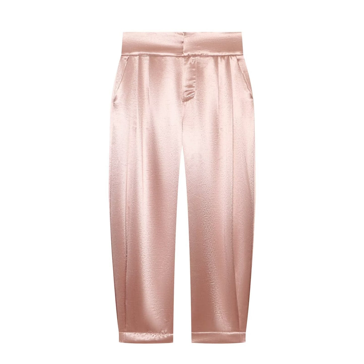 suit Women's 2 pieces button decoration satin textured top+Pants