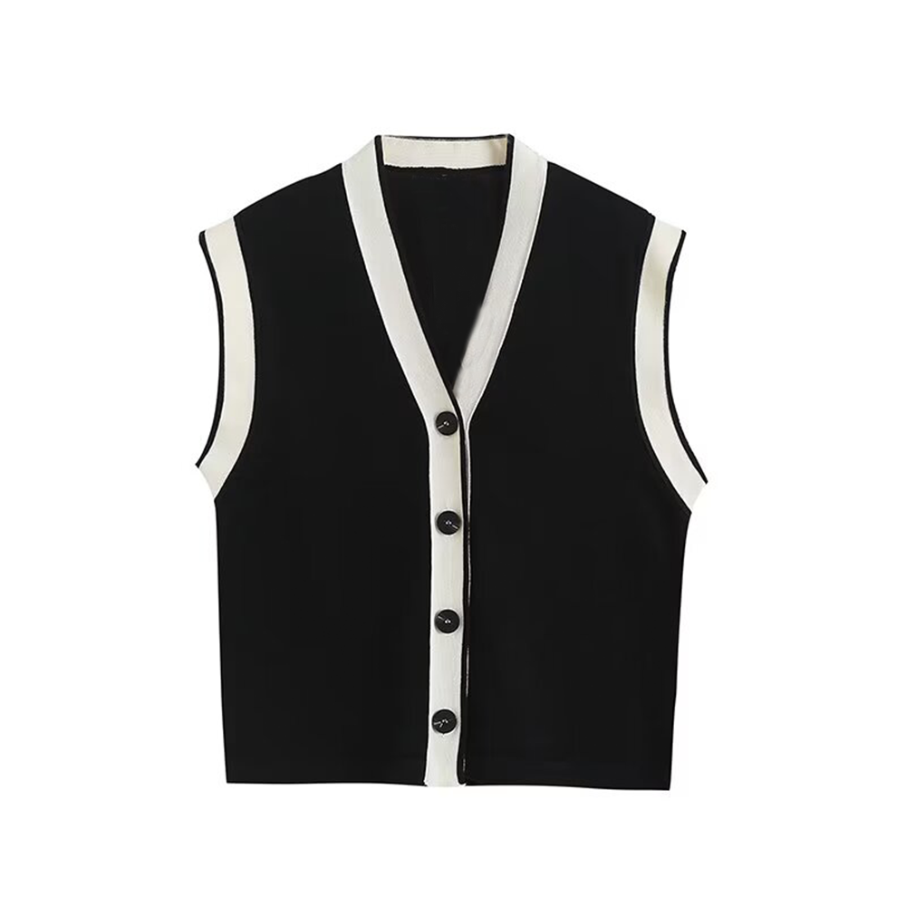 Women's Colorblock Detail Knit Vest