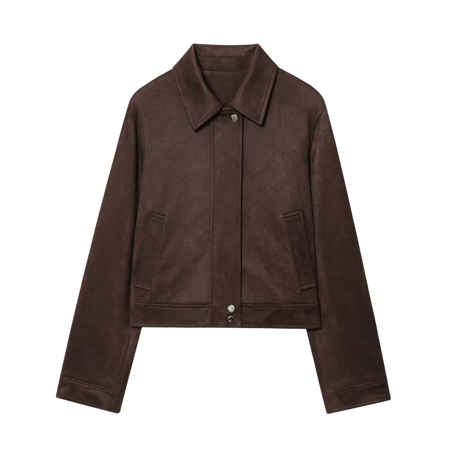 Women's new fashion short suede Leather zipper jacket Coat