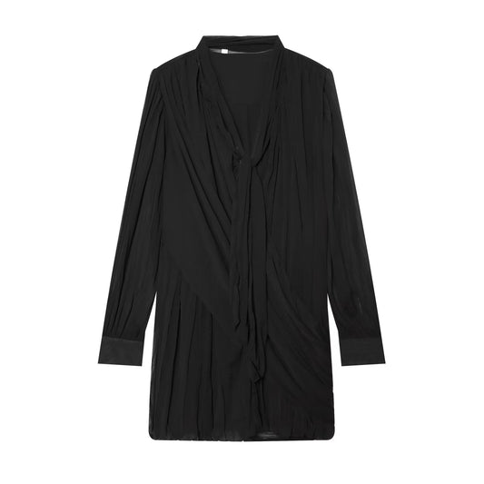 Women's long sleeved drape pleated mini dress