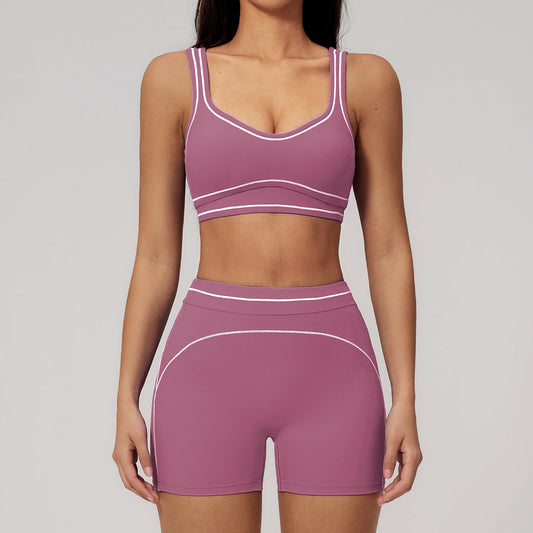Women's new sanding bra+shorts yoga suit