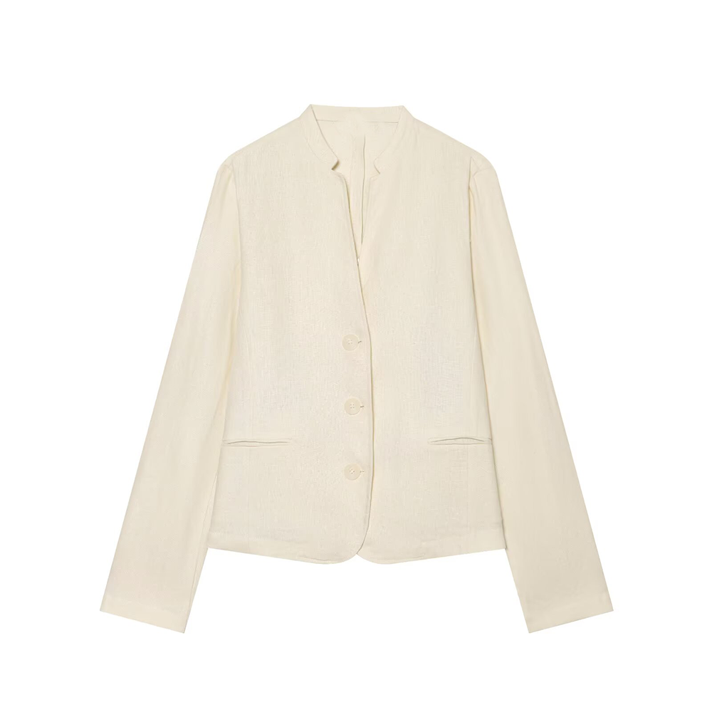 Women's casual linen blend Blazer Coat