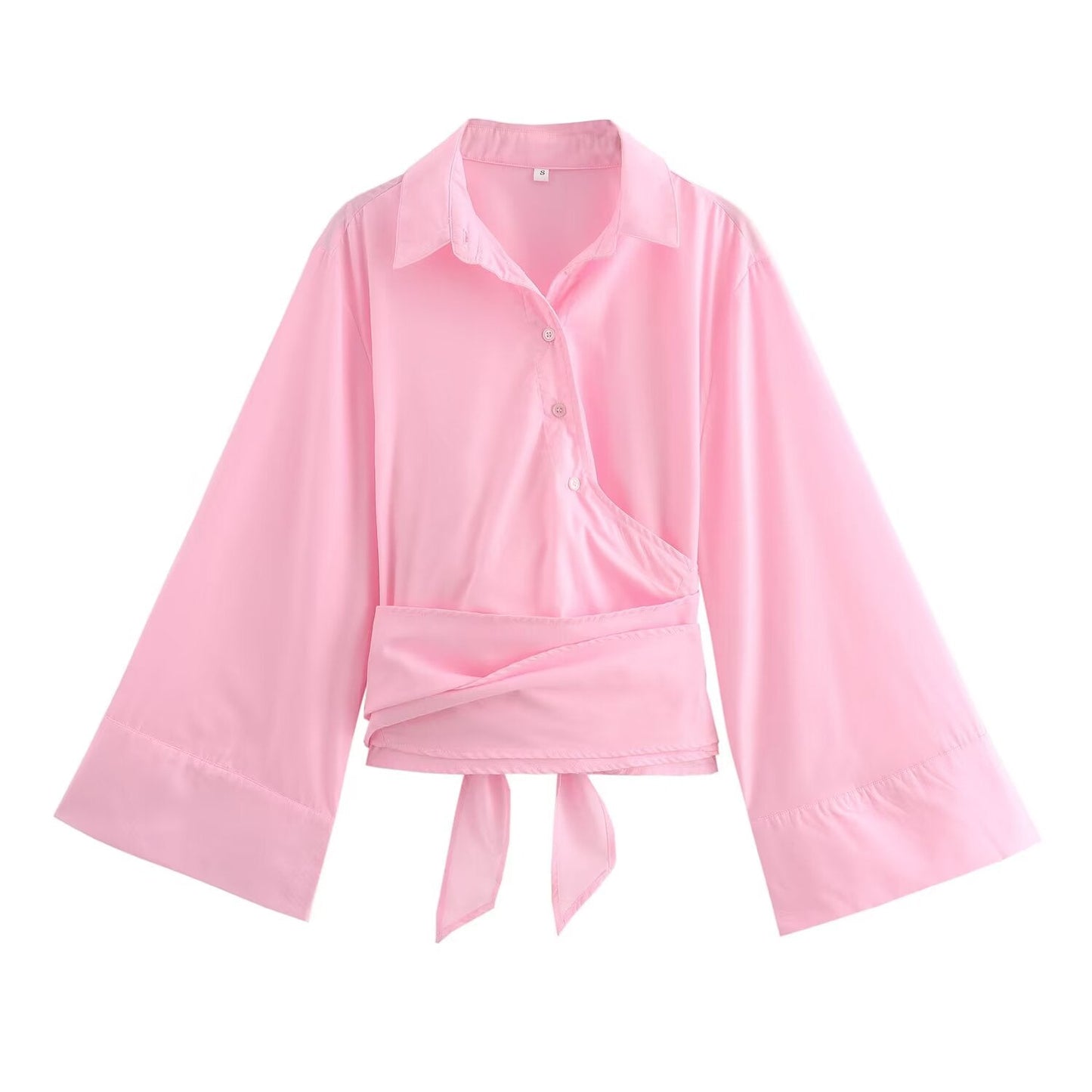 Women's bow decoration casual poplin shirt