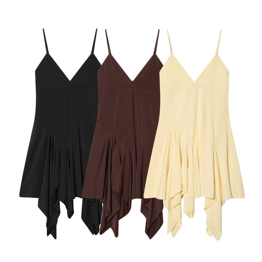 Women's slim asymmetrical suspender dress