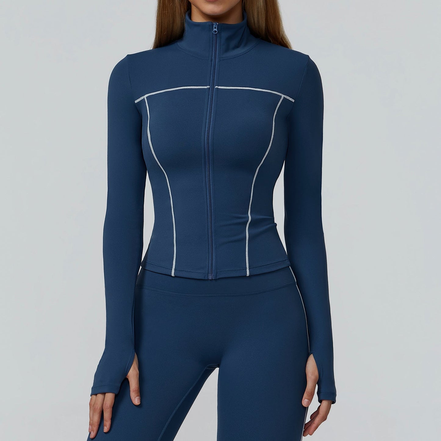 LU 2026 women's new contrast sanding zipper windproof yoga jacket