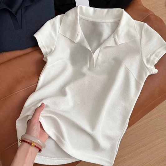 2026 women's new fashion casual polo neck short sleeve T-shirt