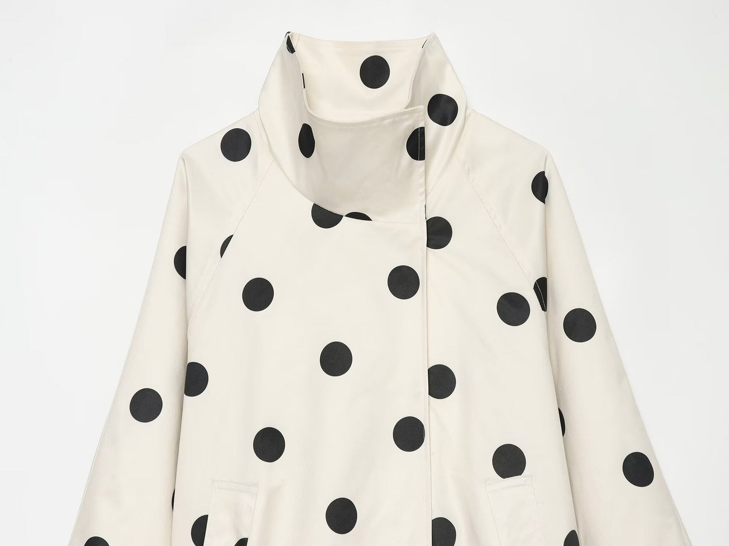 Women's standing collar polka dot pilot jacket Coat