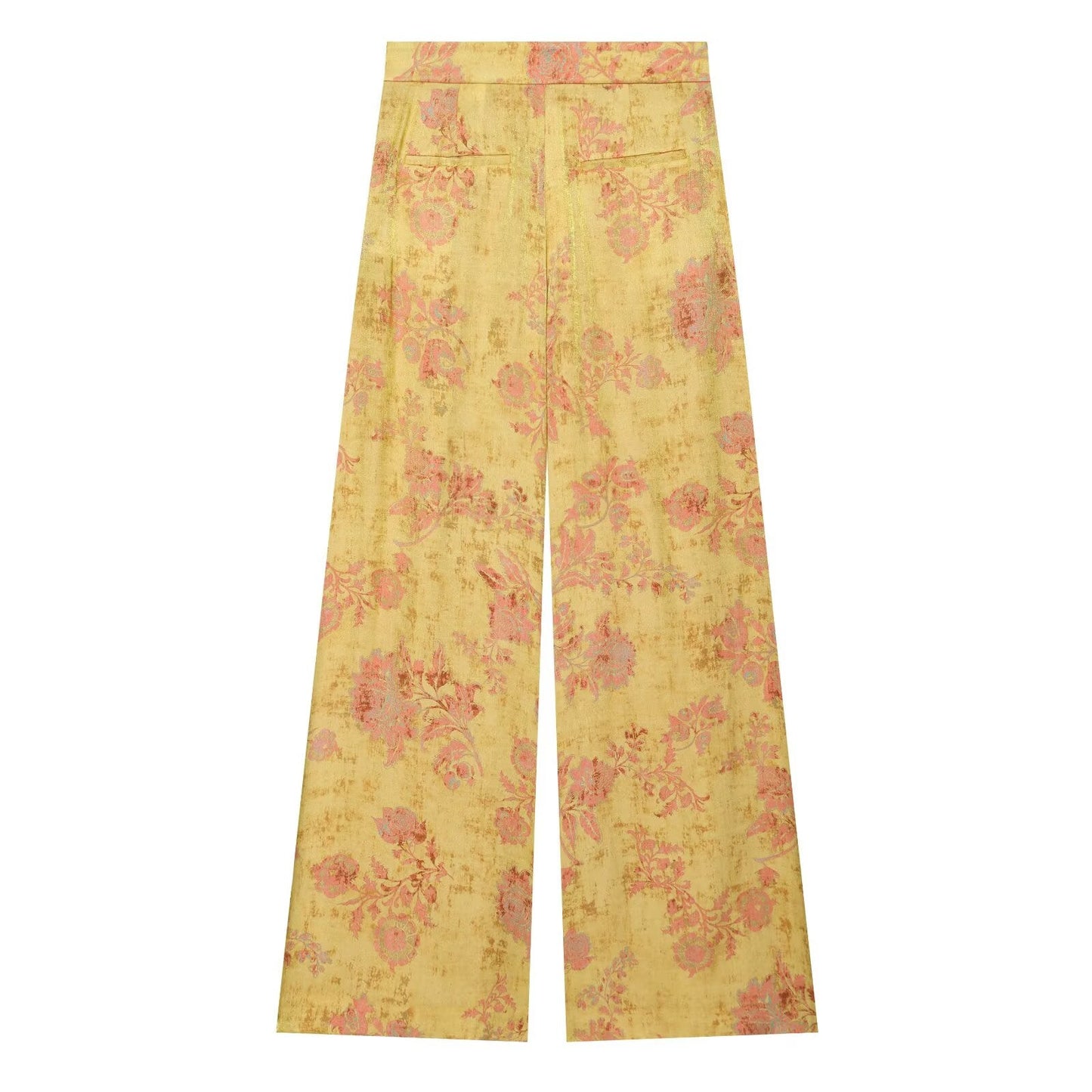 suit Women's 2 pieces Rope knot buckle decorative printed shirt+pants