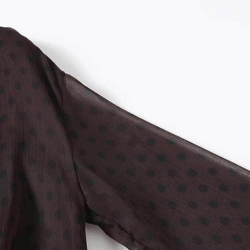 suit Women's 2 pieces new polka dot V-neck shirt+Skirt