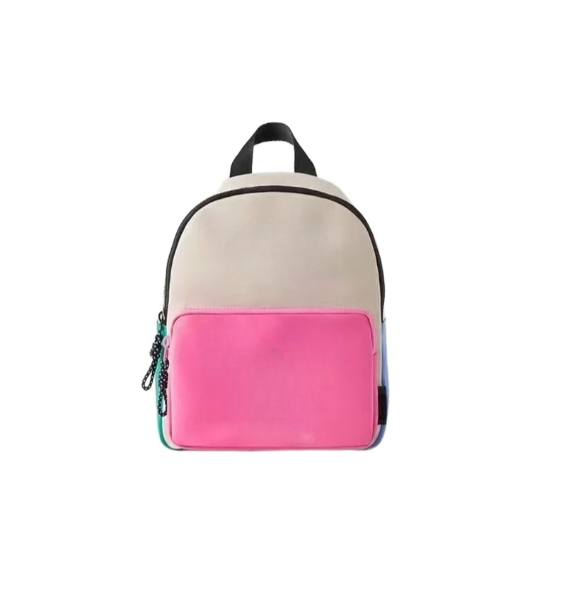 Children's New Backpack Cute Color Matching Backpack PU Printed Kindergarten Cartoon Travel Bag