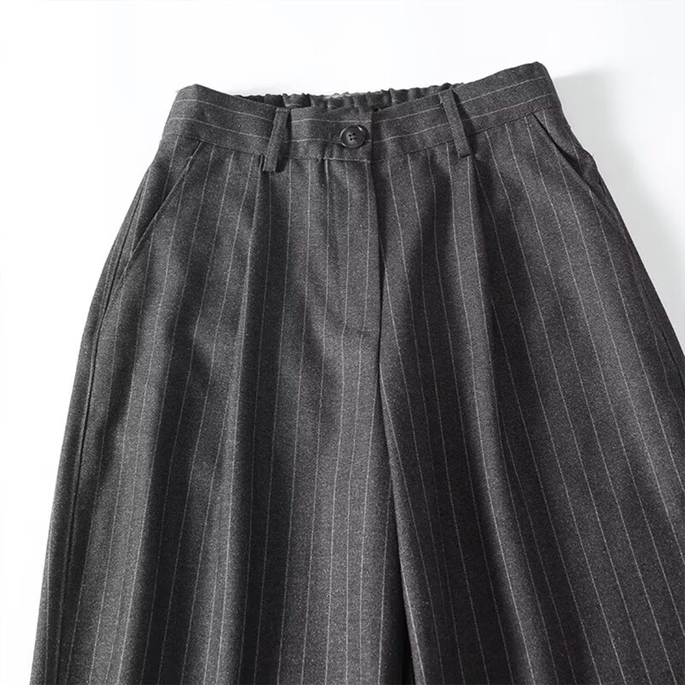 Women's loose Fine striped casual wide leg pants
