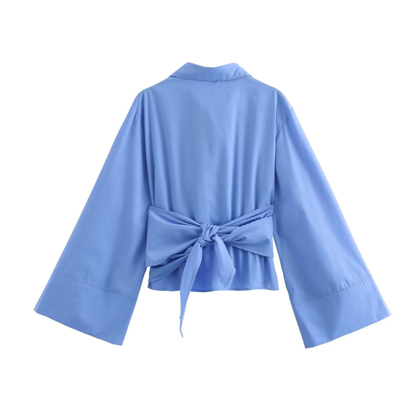 Women's bow decoration casual poplin shirt