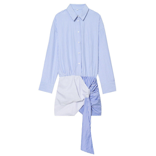 Women's knot decoration striped shirt style dress